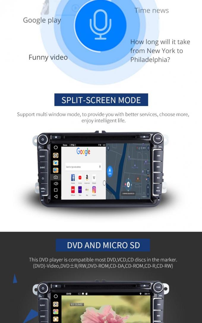 4GB van de Speler Voorcamrea van RAM Android de Auto Dubbele DIN Volkswagen Golf Dvd Achtercamera