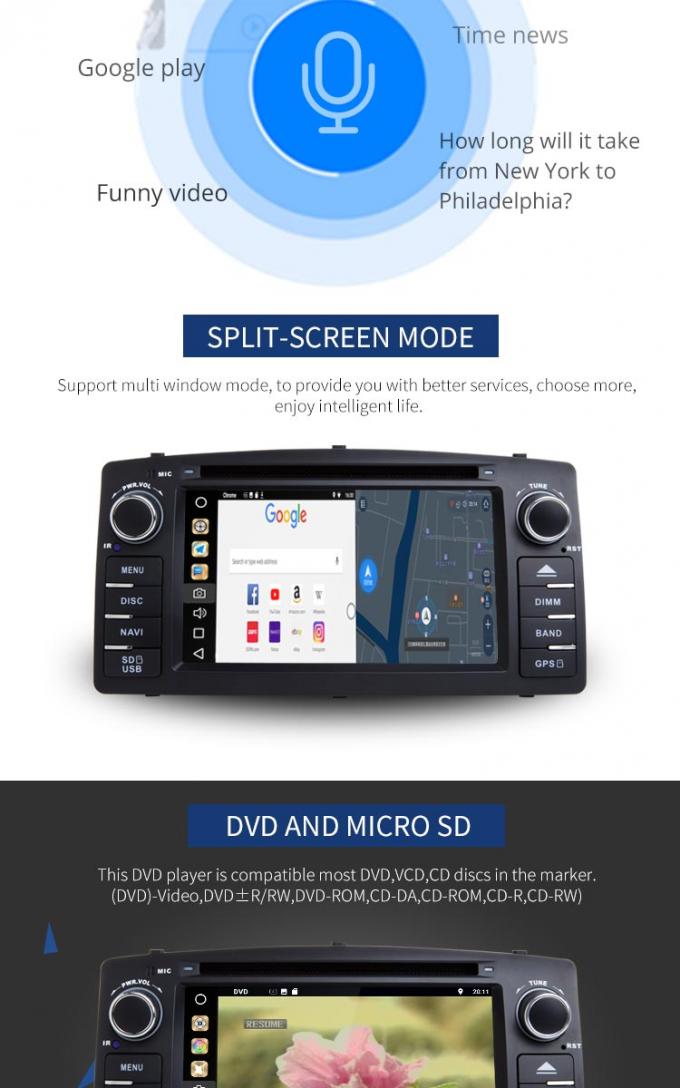 7 de Autodvd Speler van Android van het duimtouche screen Multi - Taal TV-DOOS OBD TPMS
