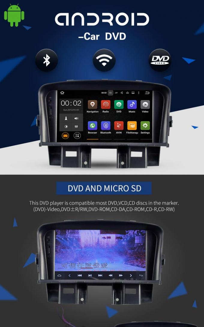 Android 7,1 Chevrolet-Autodvd Speler met de Doosoem van TV van Monitorgps BT Geschikte Stereo-installatie