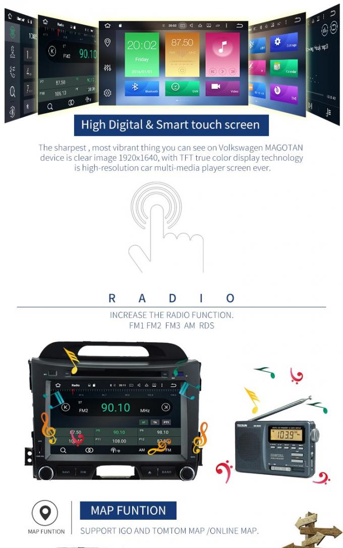 KIA Sportage 8,0 Android-Autodvd Speler met Stereo de Radio'skaarten van GPS