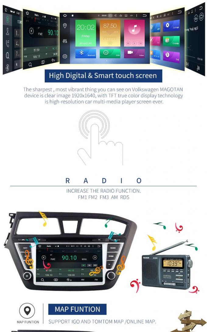 Touch screen Android 8,0 Hyundai-Autodvd Speler met de Video van Wifi BT GPS AUX