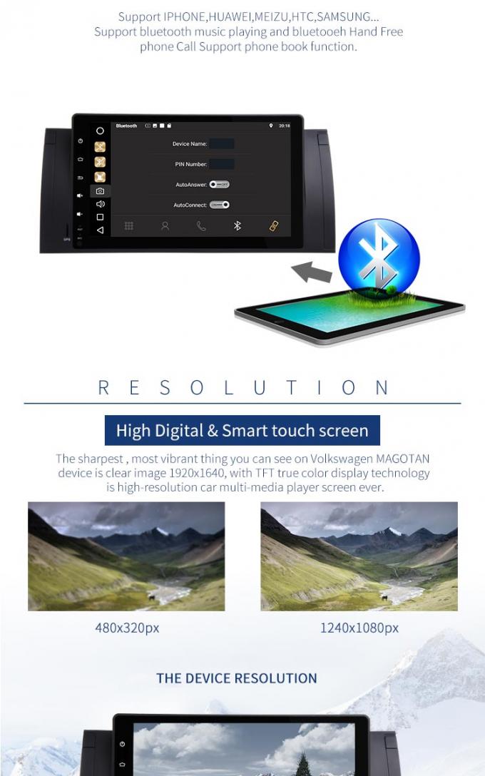 Auto DVD 9“ HD-van de de Navigatiespeler MP5 van Touch screenbmw E39 Dvd de Hoge Resolutie