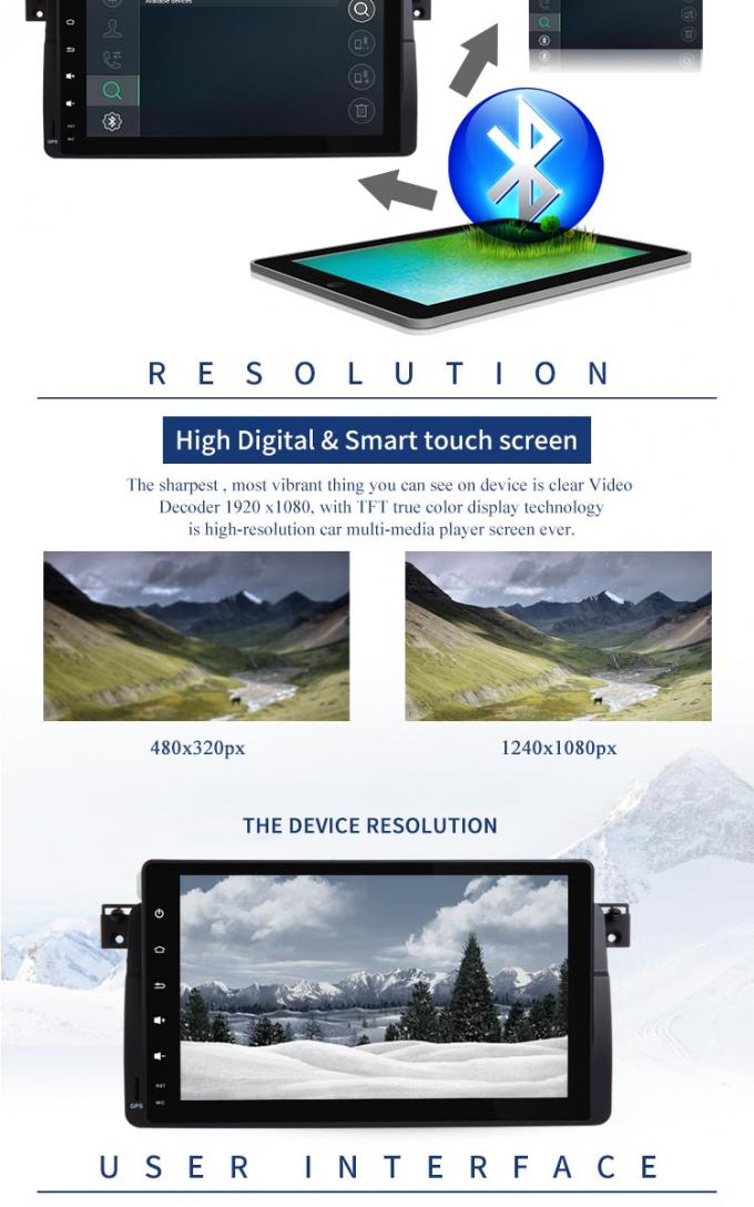 9 de Speler van BMW GPS DVD van het duimtouche screen bouwde GPS Android 7,1 voor E46 in