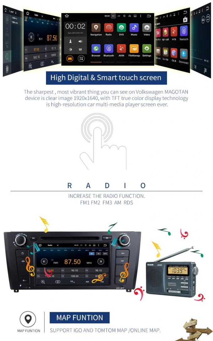 Autospeler de Van verschillende media van BMW GPS DVD met Stereo Radiosteun GPS Android 7,1