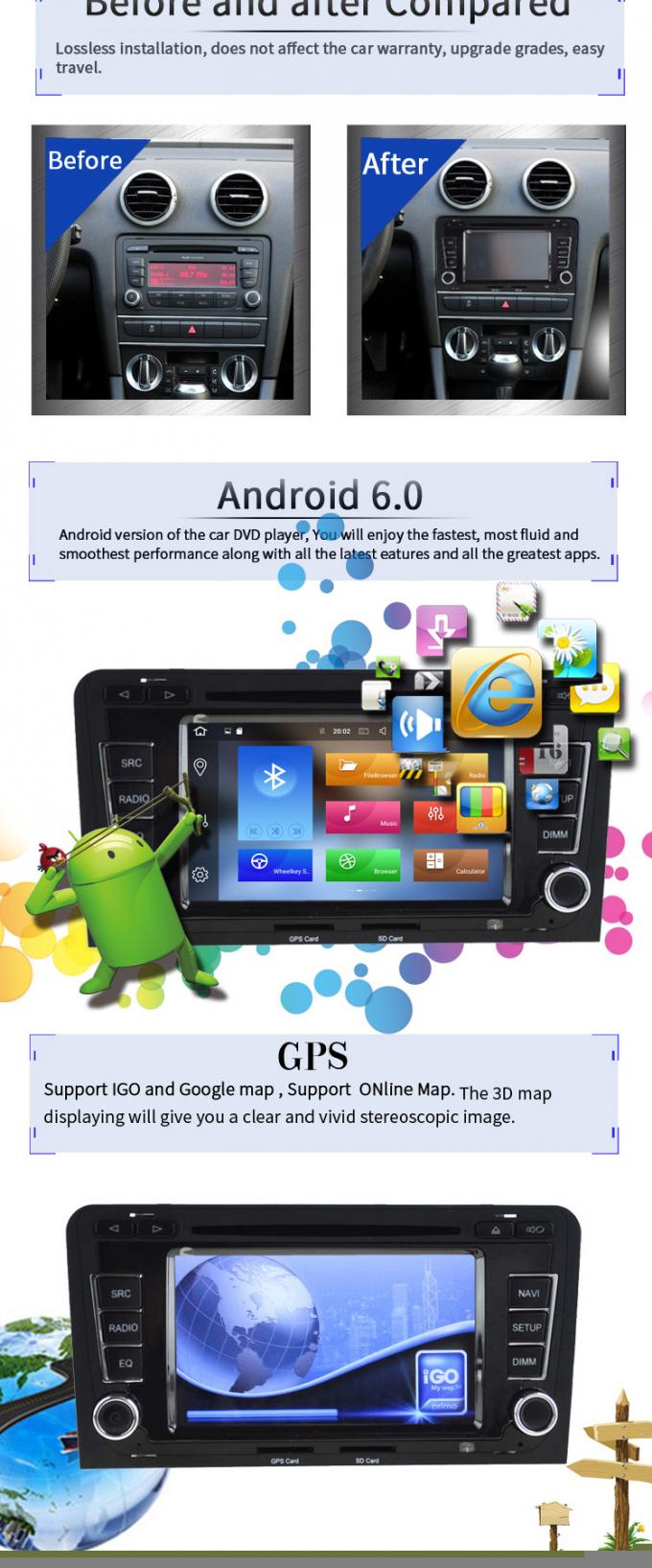 Touch screengps Android Audi Autodvd Speler met Bluetooth Playstore