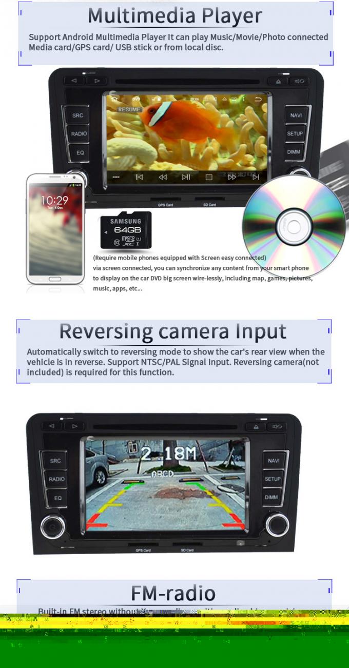Touch screengps Android Audi Autodvd Speler met Bluetooth Playstore