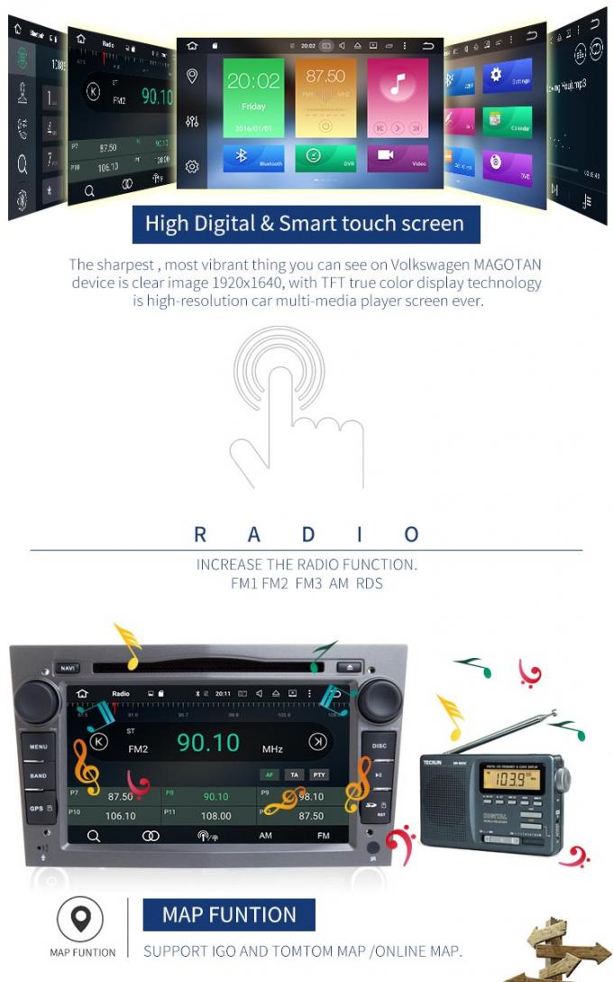Android 8,0 de Speler van de de Autoradio DVD van Vectra Opel met de Radio Vrije Kaart van OBD BT