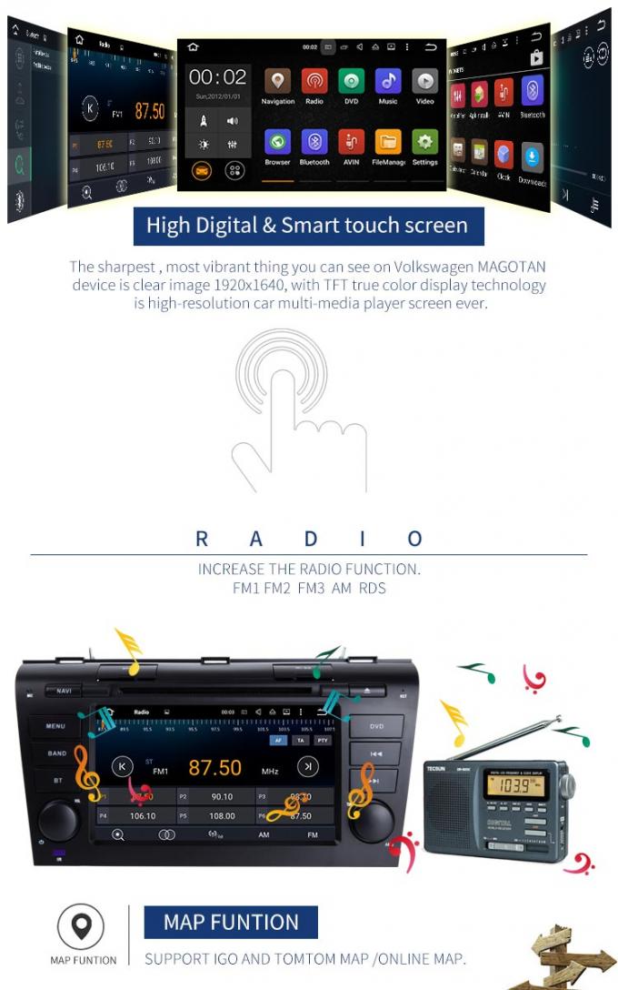 Auto de Stereoauto Van verschillende media DVD PlayerBT Radioandroid 7,1 van Android voor MAZDA 3