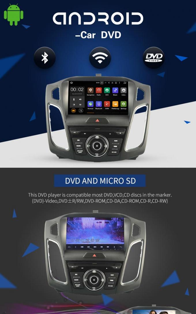 9 de Autodvd Speler Android 7,1 van Ford van het duimtouche screen met Volledige Euro Kaart Online Kaart