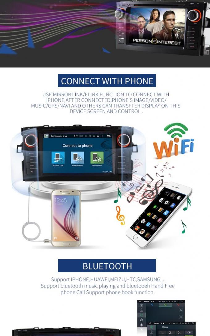 Android 8,0 Toyota-Autodvd Speler met de Radio van het 7 Duimtouche screen MP3 MP4