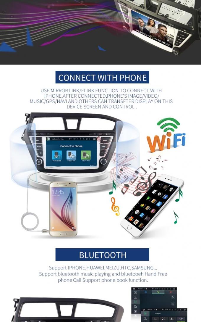 Touch screen Android 8,0 Hyundai-Autodvd Speler met de Video van Wifi BT GPS AUX